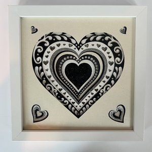 Framed 3-D layered cardstock heart wall hanging